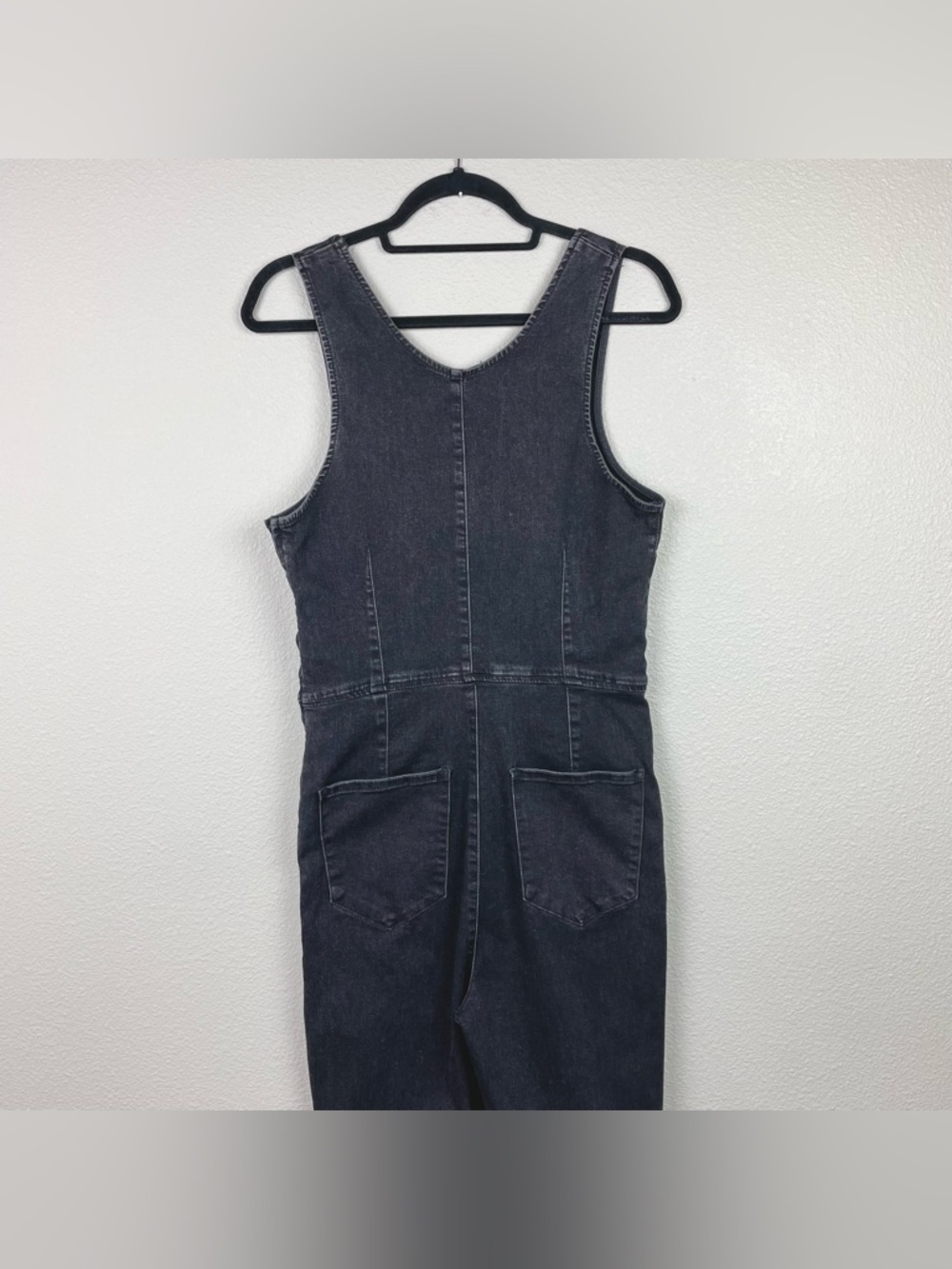 Free People Women's Large Scarlett Black Denim Jumpsuit One Piece Sleeveless - Picture 11 of 16